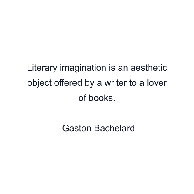 Literary imagination is an aesthetic object offered by a writer to a lover of books.