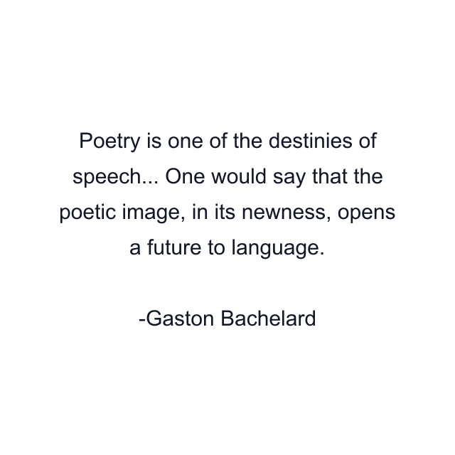 Poetry is one of the destinies of speech... One would say that the poetic image, in its newness, opens a future to language.