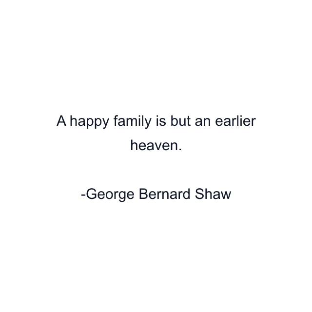 A happy family is but an earlier heaven.