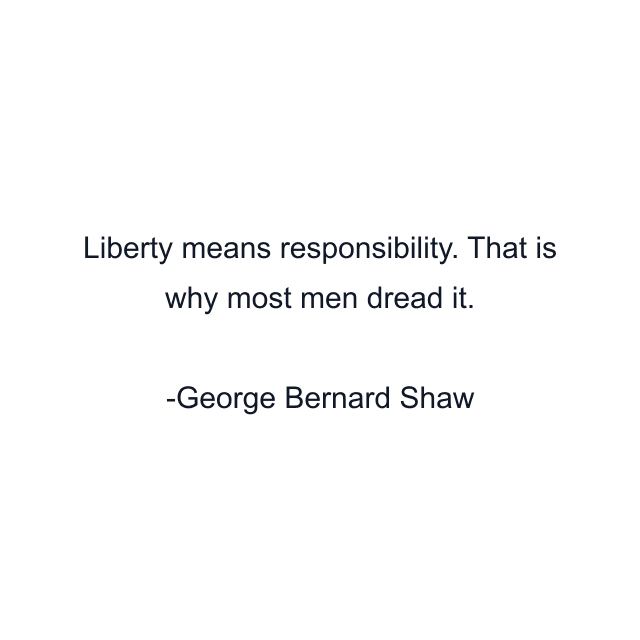 Liberty means responsibility. That is why most men dread it.