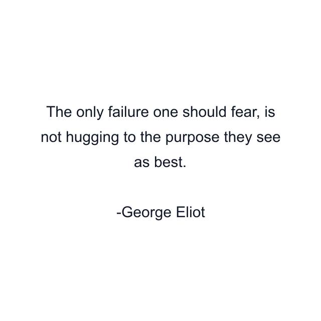 The only failure one should fear, is not hugging to the purpose they see as best.