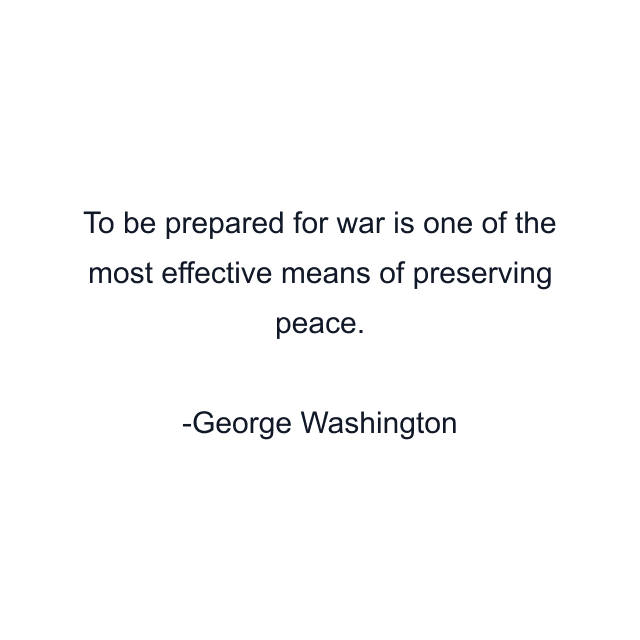 To be prepared for war is one of the most effective means of preserving peace.