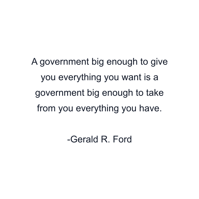 A government big enough to give you everything you want is a government big enough to take from you everything you have.