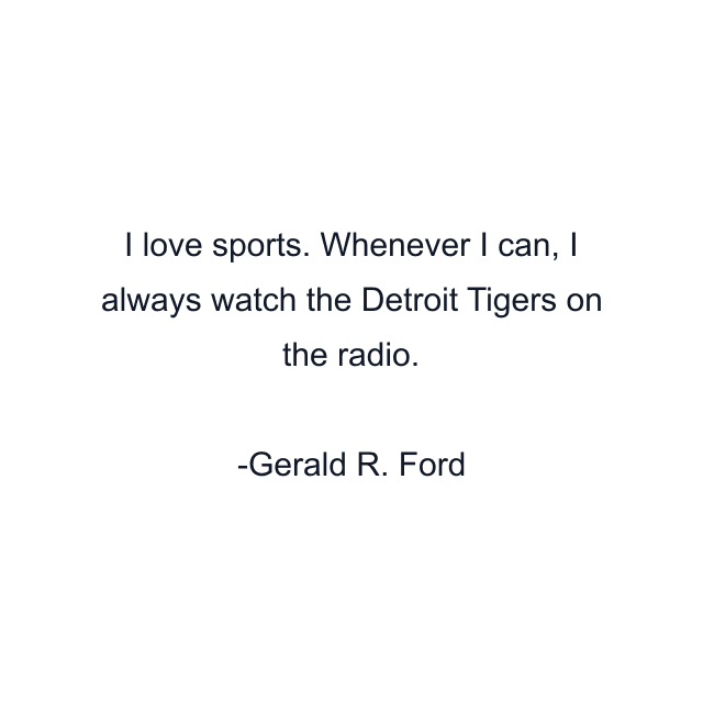 I love sports. Whenever I can, I always watch the Detroit Tigers on the radio.