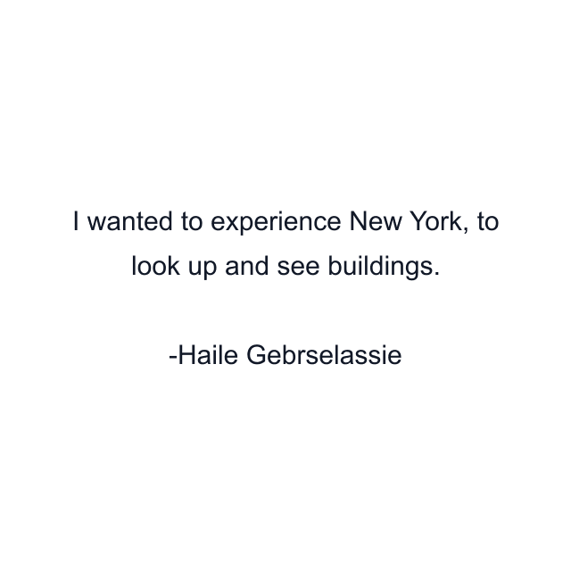 I wanted to experience New York, to look up and see buildings.