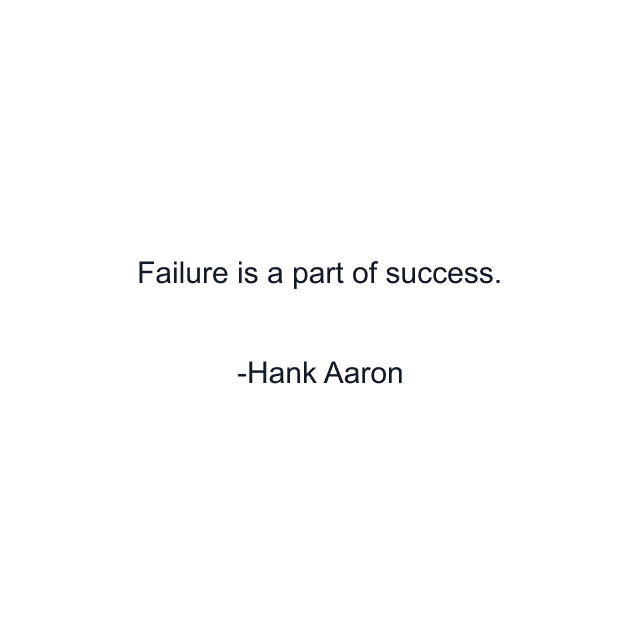 Failure is a part of success.