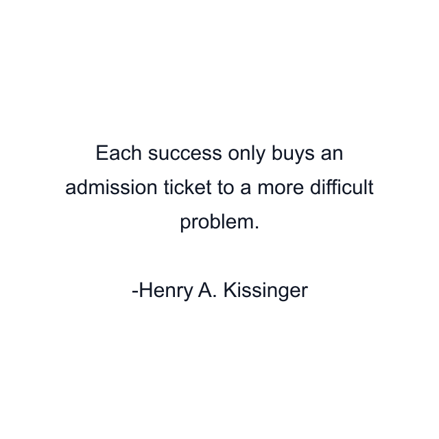 Each success only buys an admission ticket to a more difficult problem.