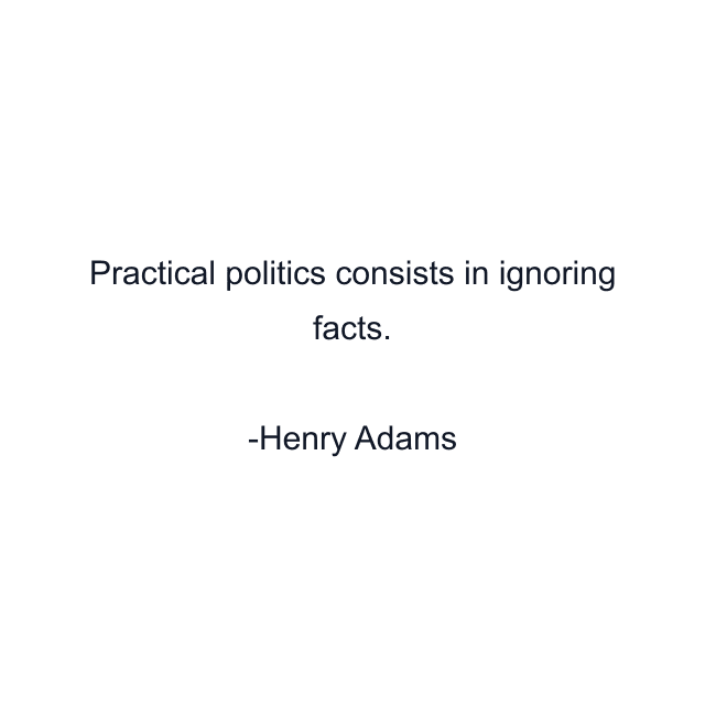 Practical politics consists in ignoring facts.