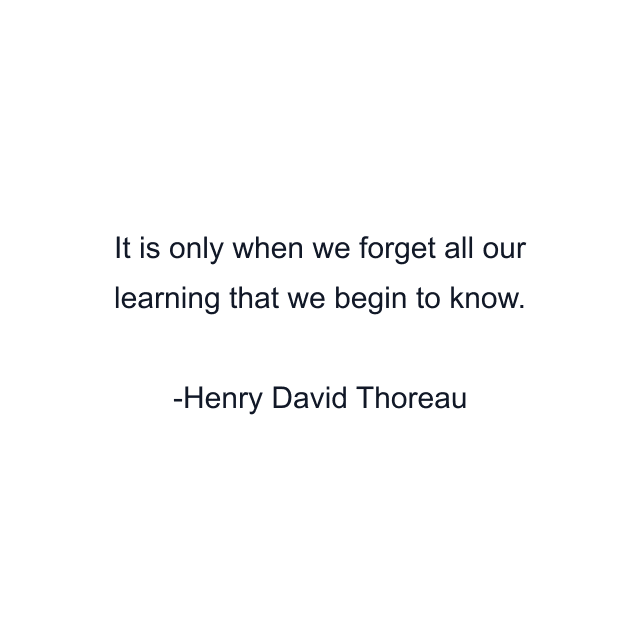 It is only when we forget all our learning that we begin to know.