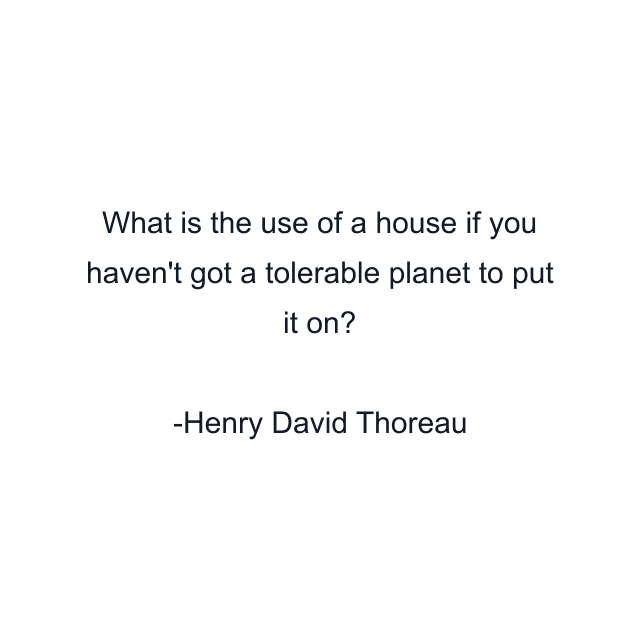 What is the use of a house if you haven't got a tolerable planet to put it on?