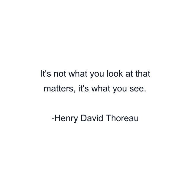 It's not what you look at that matters, it's what you see.