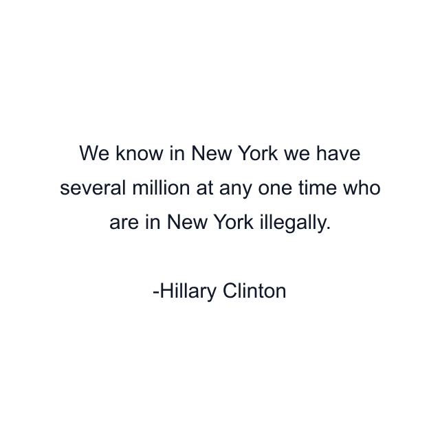 We know in New York we have several million at any one time who are in New York illegally.