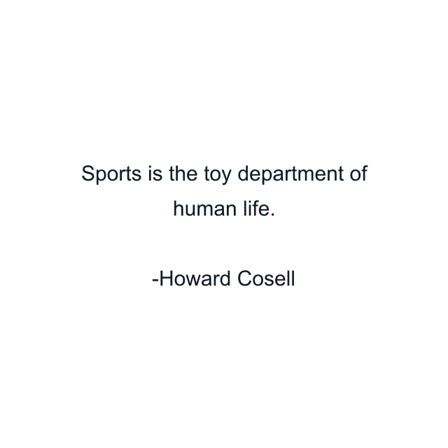 Sports is the toy department of human life.