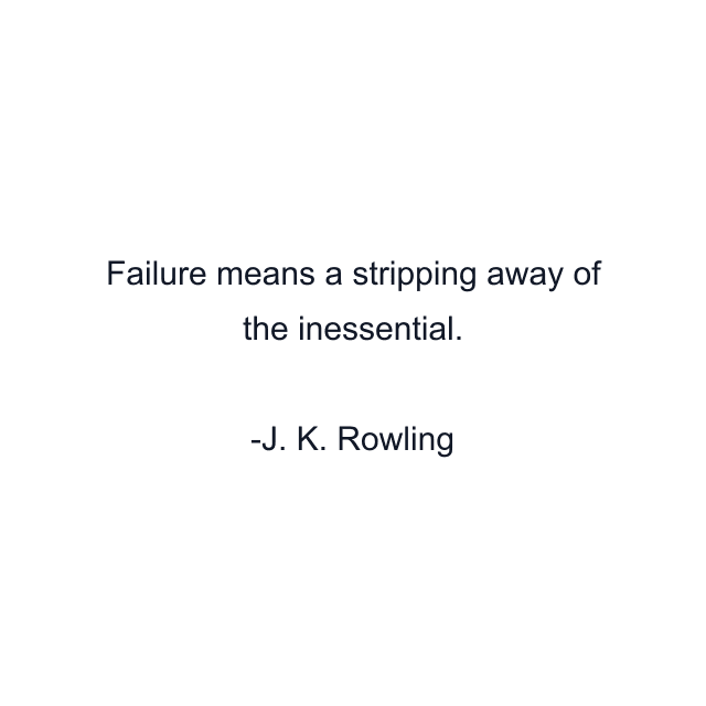 Failure means a stripping away of the inessential.