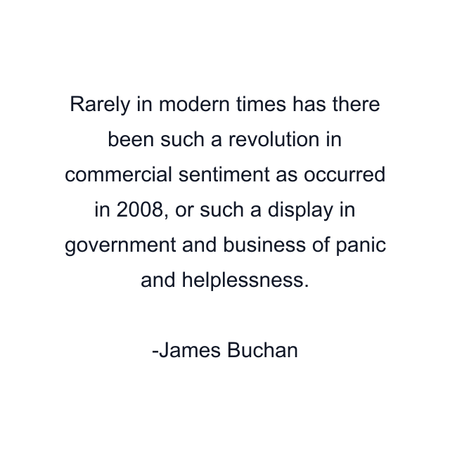 Rarely in modern times has there been such a revolution in commercial sentiment as occurred in 2008, or such a display in government and business of panic and helplessness.