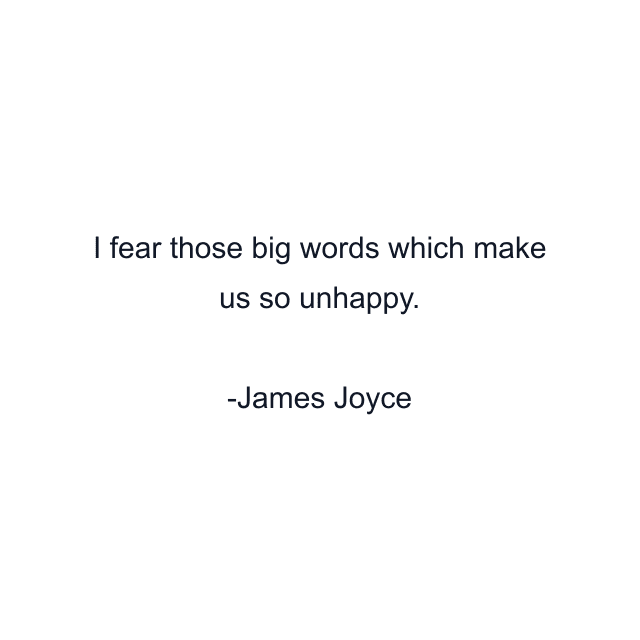 I fear those big words which make us so unhappy.