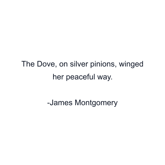 The Dove, on silver pinions, winged her peaceful way.