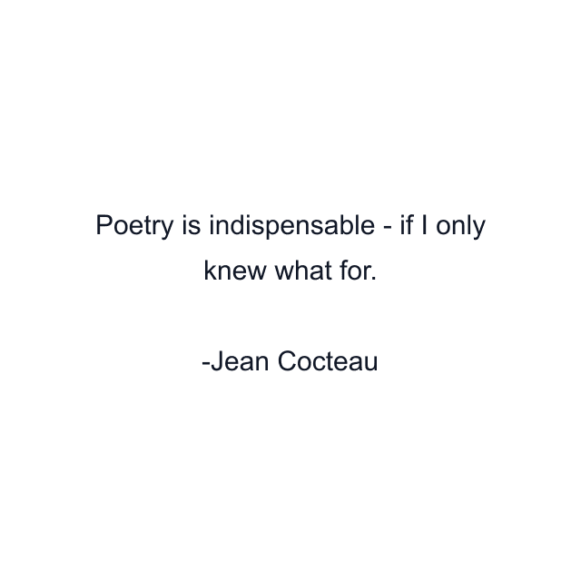 Poetry is indispensable - if I only knew what for.