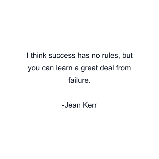 I think success has no rules, but you can learn a great deal from failure.