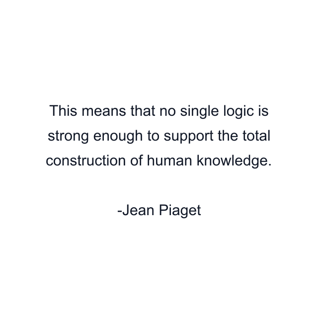 This means that no single logic is strong enough to support the total construction of human knowledge.