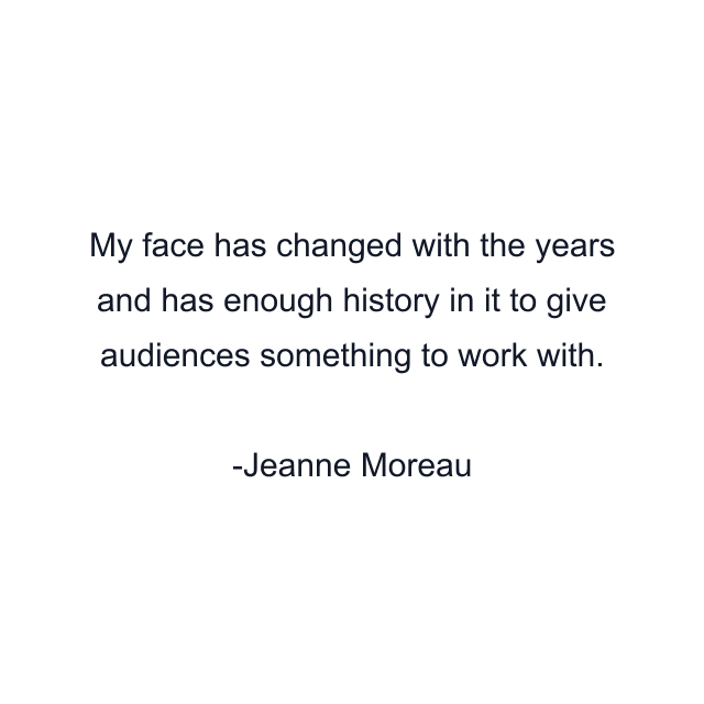 My face has changed with the years and has enough history in it to give audiences something to work with.