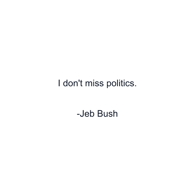 I don't miss politics.