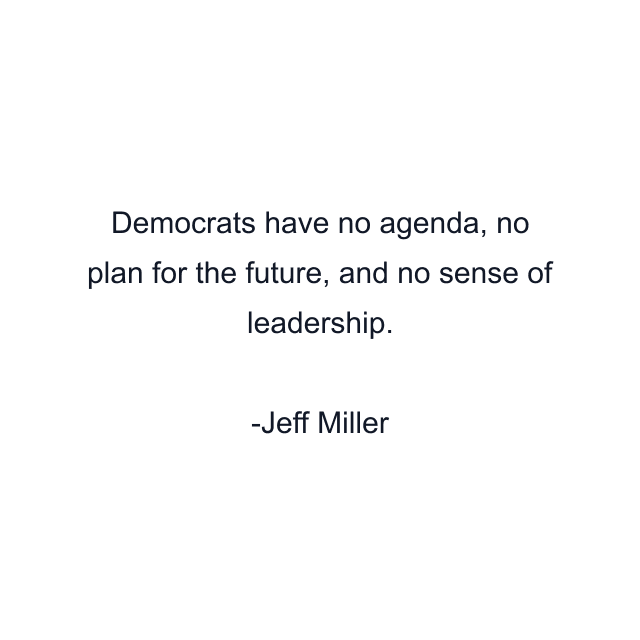 Democrats have no agenda, no plan for the future, and no sense of leadership.