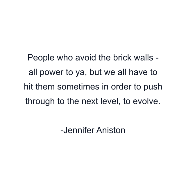 People who avoid the brick walls - all power to ya, but we all have to hit them sometimes in order to push through to the next level, to evolve.