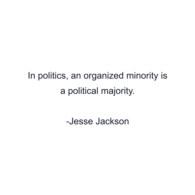 In politics, an organized minority is a political majority.