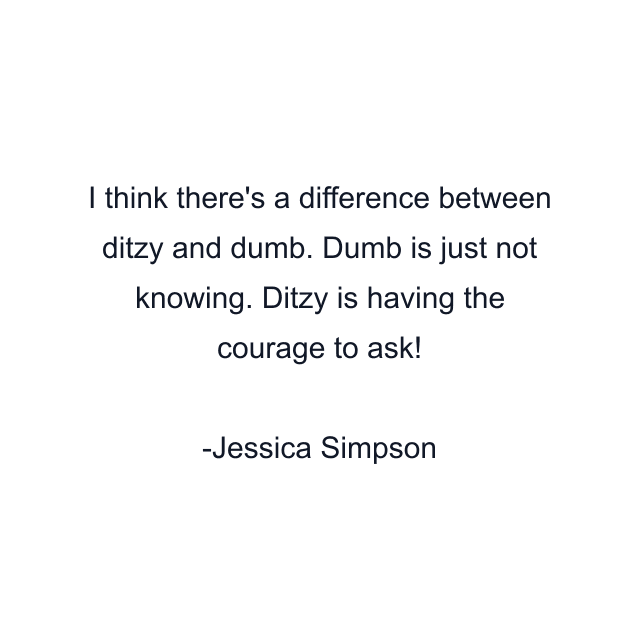 I think there's a difference between ditzy and dumb. Dumb is just not knowing. Ditzy is having the courage to ask!