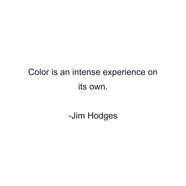 Color is an intense experience on its own.