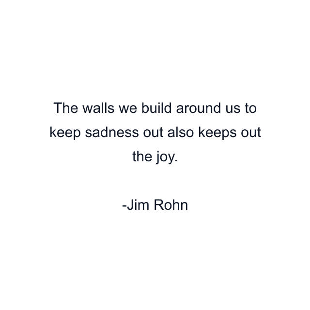 The walls we build around us to keep sadness out also keeps out the joy.