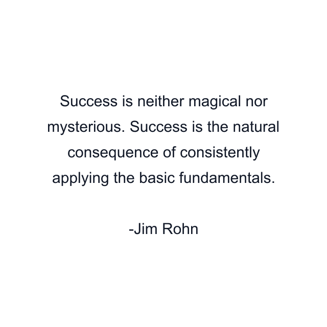 Success is neither magical nor mysterious. Success is the natural consequence of consistently applying the basic fundamentals.