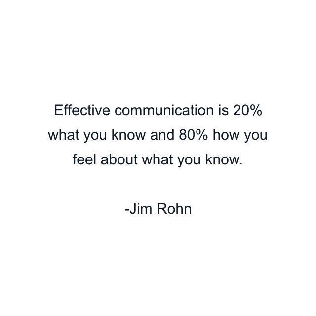 Effective communication is 20% what you know and 80% how you feel about what you know.