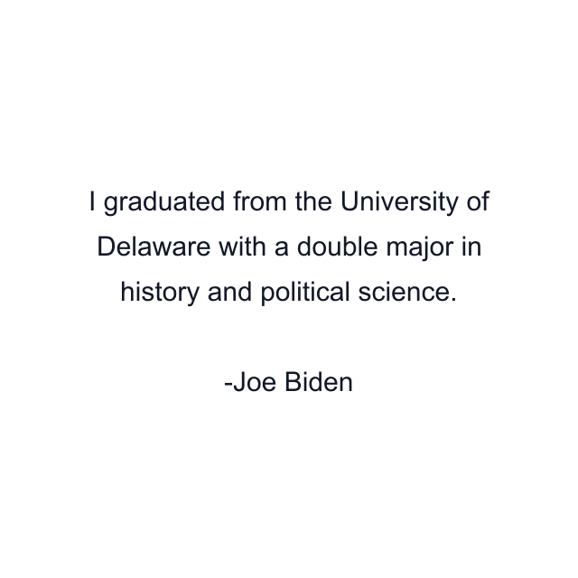 I graduated from the University of Delaware with a double major in history and political science.