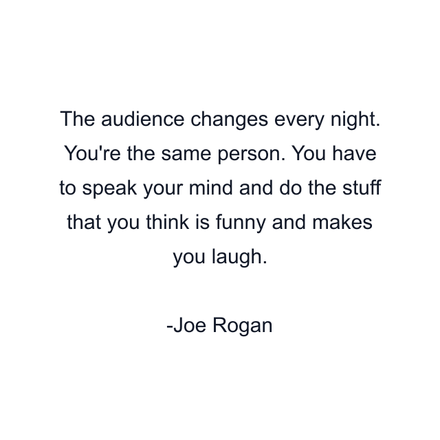 The audience changes every night. You're the same person. You have to speak your mind and do the stuff that you think is funny and makes you laugh.