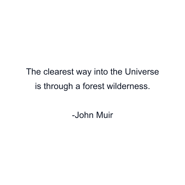 The clearest way into the Universe is through a forest wilderness.