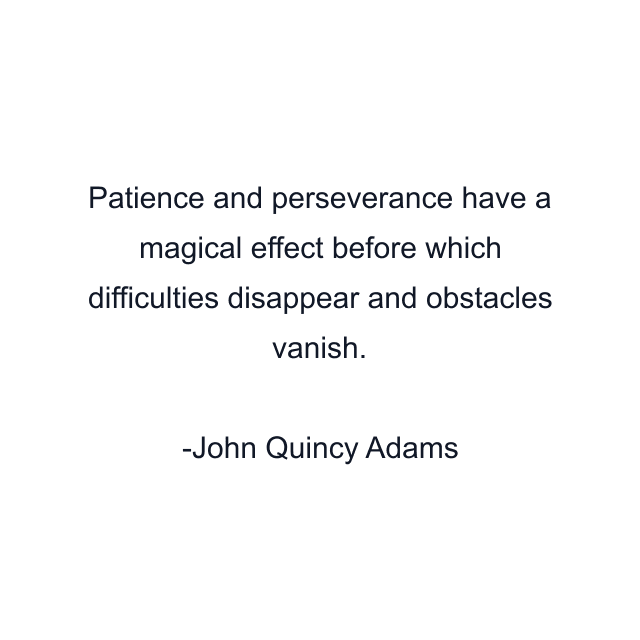 Patience and perseverance have a magical effect before which difficulties disappear and obstacles vanish.