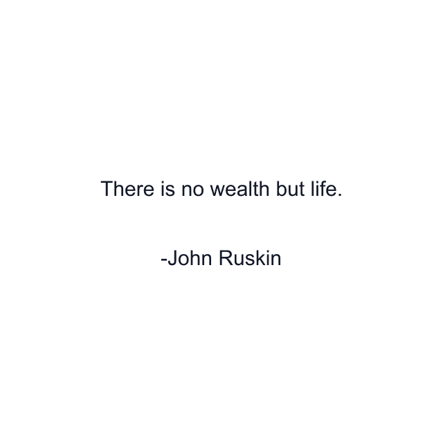 There is no wealth but life.