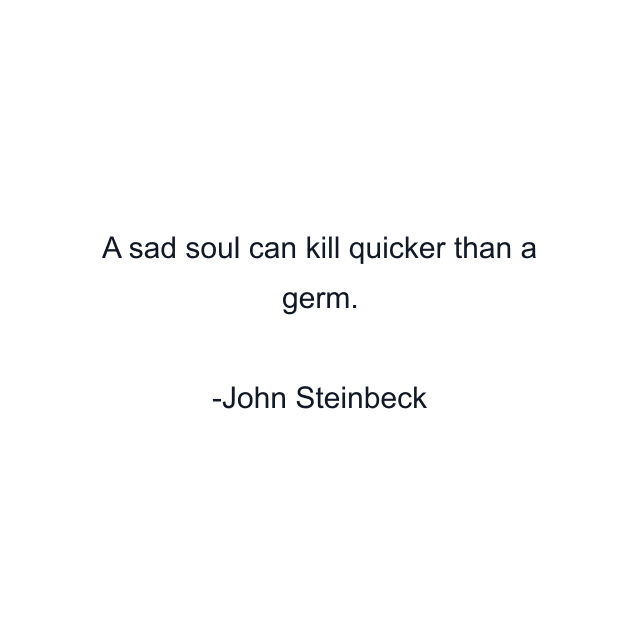 A sad soul can kill quicker than a germ.