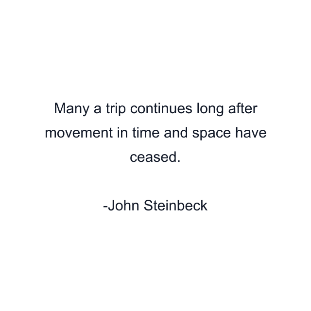 Many a trip continues long after movement in time and space have ceased.