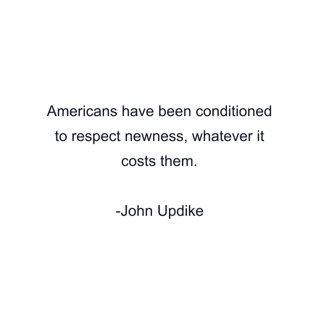 Americans have been conditioned to respect newness, whatever it costs them.