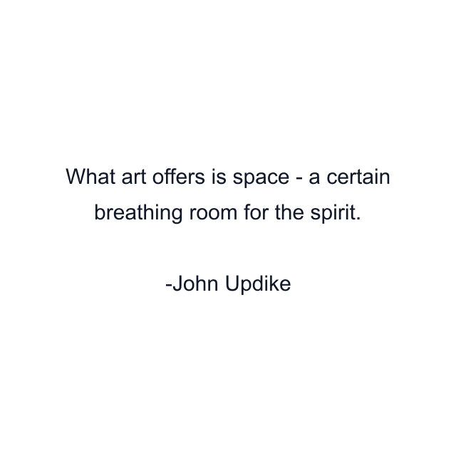 What art offers is space - a certain breathing room for the spirit.