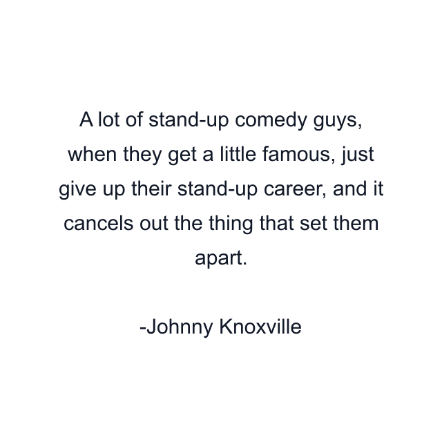 A lot of stand-up comedy guys, when they get a little famous, just give up their stand-up career, and it cancels out the thing that set them apart.