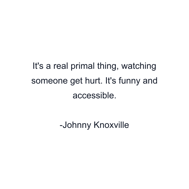 It's a real primal thing, watching someone get hurt. It's funny and accessible.