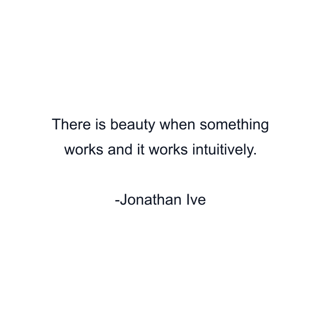 There is beauty when something works and it works intuitively.