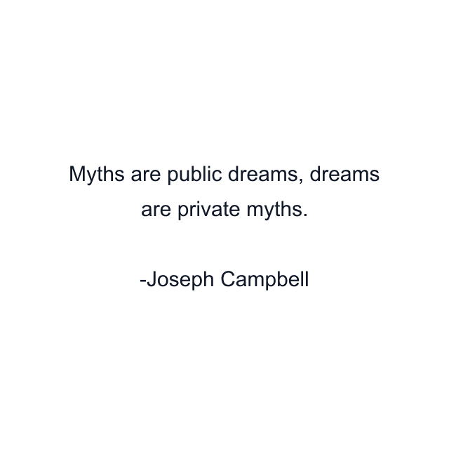 Myths are public dreams, dreams are private myths.