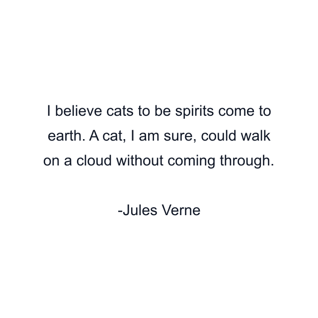 I believe cats to be spirits come to earth. A cat, I am sure, could walk on a cloud without coming through.