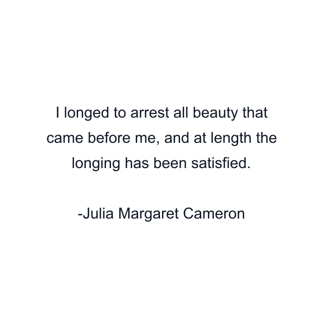 I longed to arrest all beauty that came before me, and at length the longing has been satisfied.