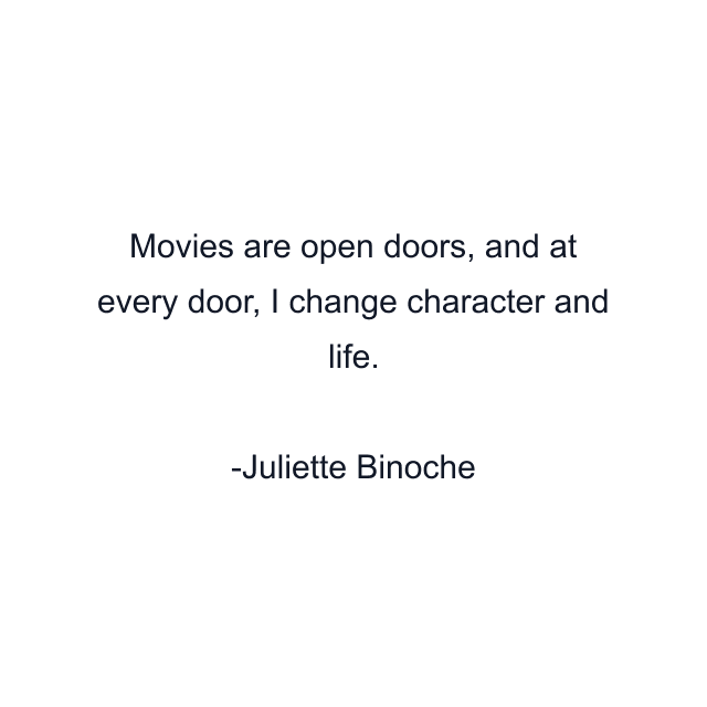 Movies are open doors, and at every door, I change character and life.